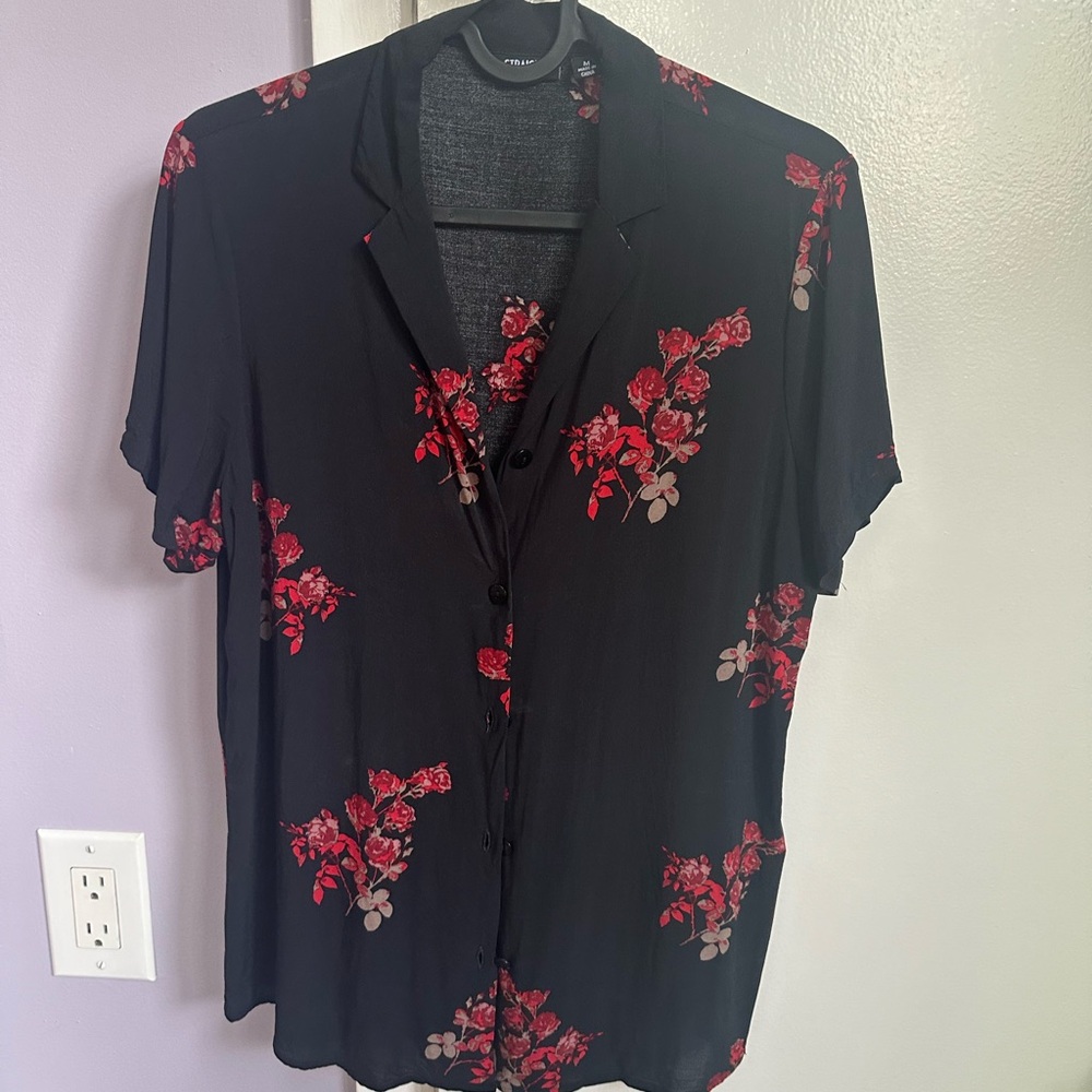Straight to Hell Apparel button up shirt- roses